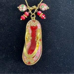 Cloisonné Flip Flop Beaded Cluster Necklace